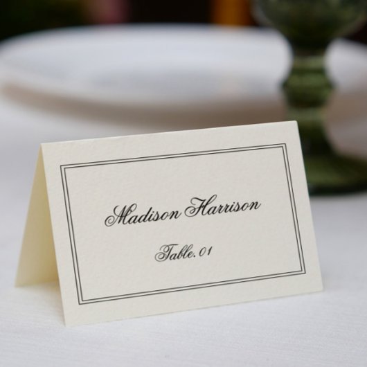 Old Money Black and White Wedding Place Card DIY 招待状