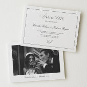 Old Money Black and White Wedding Save the Date 招待状