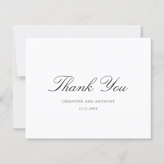 Old Money Black and White Wedding Thank You Card (正面)