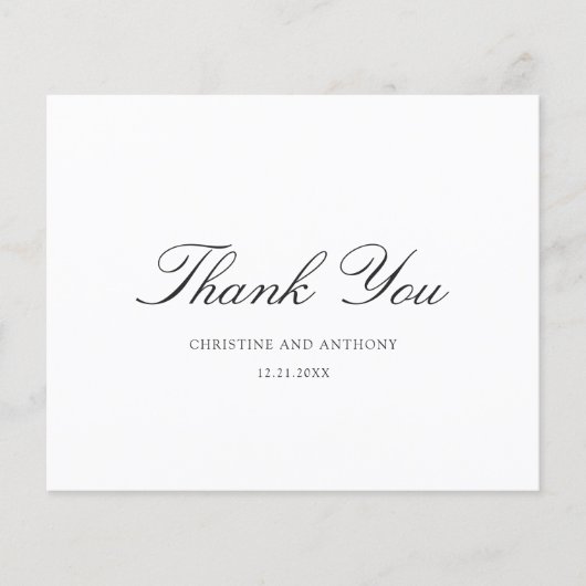 Old Money Black and White Wedding Thank You Card チラシ (正面)