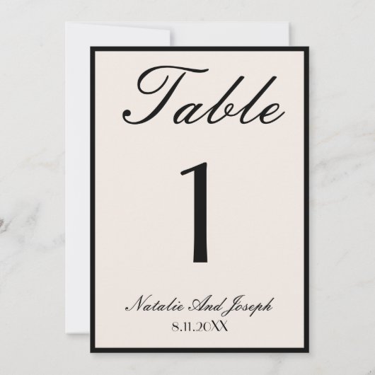 Old Money Black Cream Wedding Table Number 招待状 (裏面)