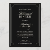 Old Money Black Ivory Checkered Rehearsal Dinner  招待状 (裏面)