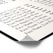 Old Money Black & White Alphabetical Seating Chart ポスター (角)