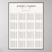 Old Money Black & White Alphabetical Seating Chart ポスター (正面)