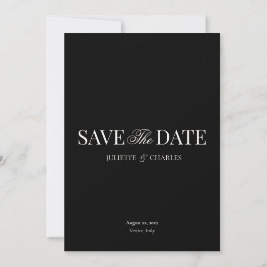 Old Money Black & White | Save The Date Card 招待状 (正面)