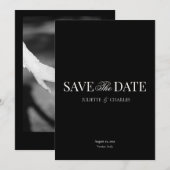 Old Money Black & White | Save The Date Card 招待状 (正面/裏面)