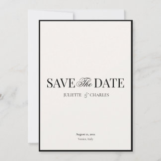 Old Money Black & White | Save The Date White Card サンキューカード