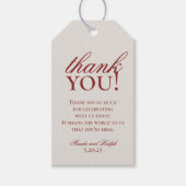 Old Money Bold Red Monogram Wedding Thank You ギフトタグ (正面)