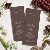 Old Money Brown Wedding Menu Card 招待状