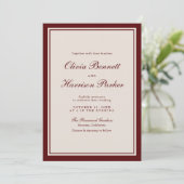 Old Money Burgundy Classic Wedding Invitation 招待状 (スタンド正面)