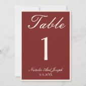 Old Money Burgundy Cream Wedding Table Number 招待状 (裏面)