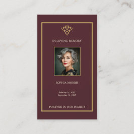 Old Money Burgundy Funeral Prayer Card 名刺