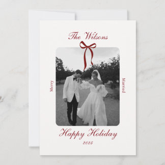 Old Money Burgundy Photo Christmas Holiday Card シーズンカード