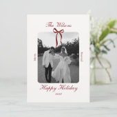 Old Money Burgundy Photo Christmas Holiday Card シーズンカード (スタンド正面)