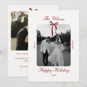 Old Money Burgundy Photo Christmas Holiday Card シーズンカード (正面/裏面)