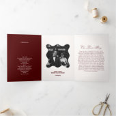 Old Money Burgundy Wedding Ceremony 三つ折りプログラム (内部)