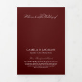 Old Money Burgundy Wedding Ceremony 三つ折りプログラム (カバー)