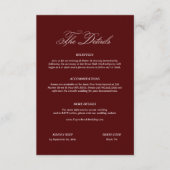Old Money Burgundy Wedding Details  エンクロージャーカード (正面)