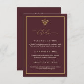 Old Money Burgundy Wedding Enclosure Card エンクロージャーカード (正面/裏面)