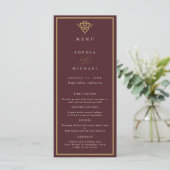 Old Money Burgundy Wedding Flat Menu メニュー (スタンド正面)