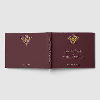 Old Money Burgundy Wedding Guest Book ゲストブック