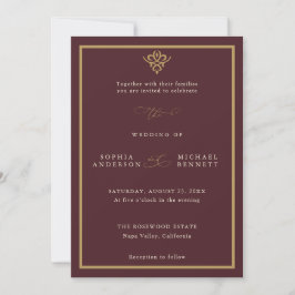 Old Money Burgundy Wedding Invitation 招待状