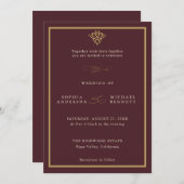 Old Money Burgundy Wedding Invitation 招待状 (正面/裏面)