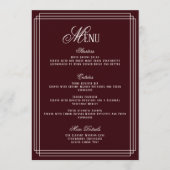 Old Money Burgundy Wedding Menu  Card 招待状 (正面)