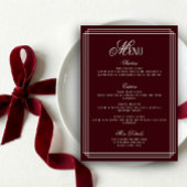 Old Money Burgundy Wedding Menu  Card 招待状