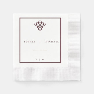 Old Money Burgundy Wedding Napkins 縁ありカクテルナプキン