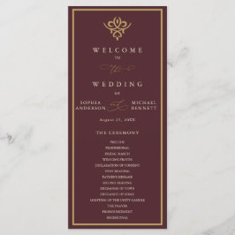 Old Money Burgundy Wedding Program プログラム