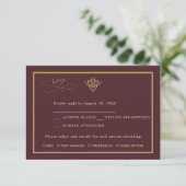 Old Money Burgundy Wedding Response Card 出欠カード (スタンド正面)