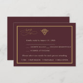 Old Money Burgundy Wedding Response Card 出欠カード (正面/裏面)