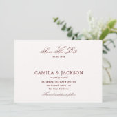 Old Money Burgundy Wedding Save the Date 招待状 (スタンド正面)