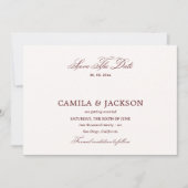 Old Money Burgundy Wedding Save the Date Photo 招待状 (正面)