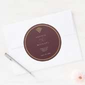 Old Money Burgundy Wedding Sticker ラウンドシール (封筒)