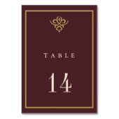 Old Money Burgundy Wedding Table Card テーブルナンバー (裏面)