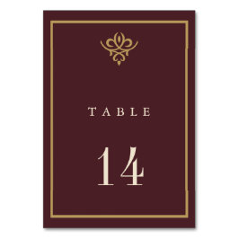 Old Money Burgundy Wedding Table Card テーブルナンバー