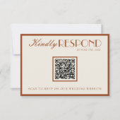 Old Money Burnt Orange QR Fancy Code Wedding 出欠カード (正面)