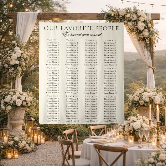 Old Money Chic Fabric Wedding Seating Chart Sign タペストリー