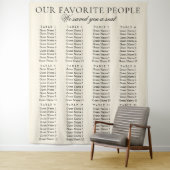 Old Money Chic Fabric Wedding Seating Chart Sign タペストリー (インサイチュ)