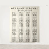 Old Money Chic Fabric Wedding Seating Chart Sign タペストリー (正面)