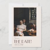 Old Money Chocolate Brown Retro Photo Wedding  セーブザデート (正面)