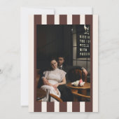 Old Money Chocolate Brown Stripes Photo Wedding  招待状 (裏面)