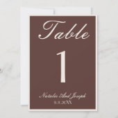 Old Money Chocolate Brown Wedding Table Number 招待状 (裏面)