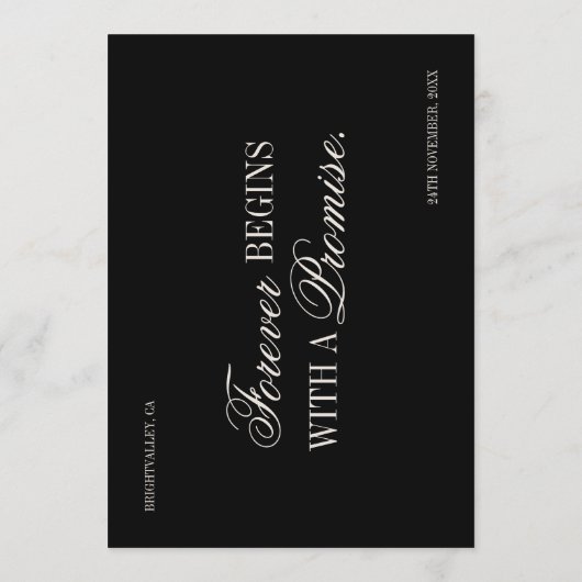 Old Money Classic Luxury Black Cream Wedding 招待状 (裏面)