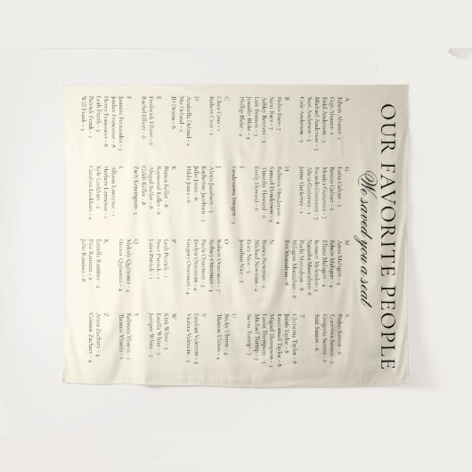 Old Money Classy Fabric Wedding Seating Chart Sign タペストリー (正面(横))