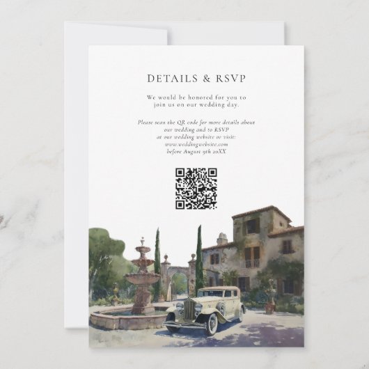 Old Money Country Estate QR Code Wedding 招待状 (裏面)