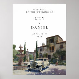 Old Money Country Estate Wedding Welcome Sign ポスター