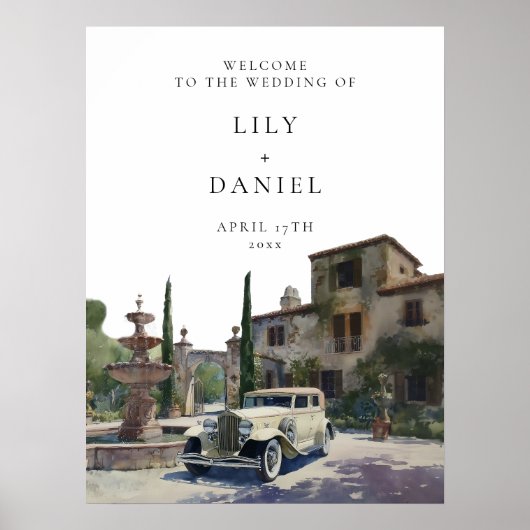 Old Money Country Estate Wedding Welcome Sign ポスター (正面)